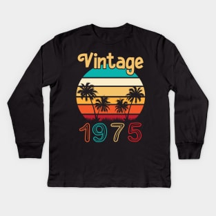 Summer Vintage 1975 Happy Birthday 45 Years Old To Me You Papa Nana Dad Mom Husband Wife Kids Long Sleeve T-Shirt